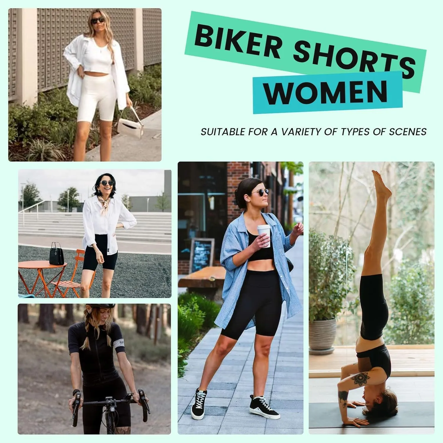 3 Pack Biker Shorts with Pockets for Women  8"/5" High Waisted Tummy Control Workout Spandex Shorts for Gym Yoga