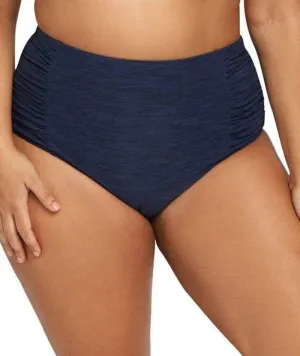Artesands Melange Rouched Side High Waist Swim Brief - Navy