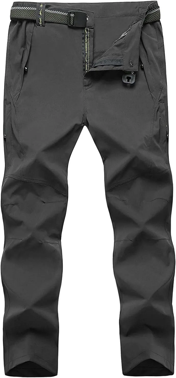 BGOWATU Men's Hiking Pants Quick Dry Lightweight Water Resistant Outdoor Sports Pants with Zipper Cargo Pockets