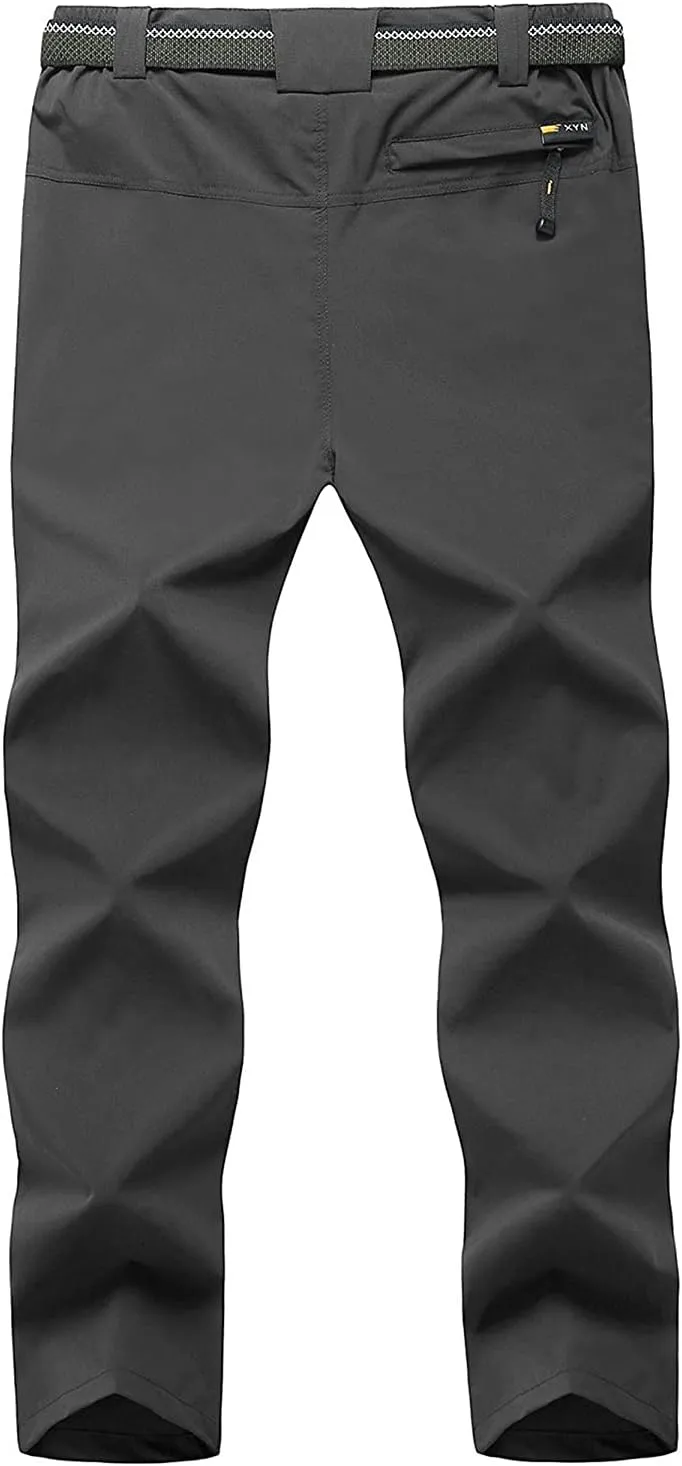 BGOWATU Men's Hiking Pants Quick Dry Lightweight Water Resistant Outdoor Sports Pants with Zipper Cargo Pockets