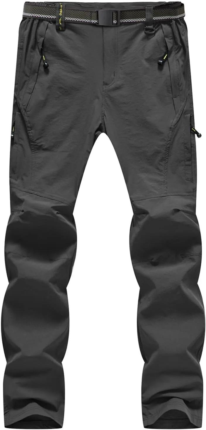 BGOWATU Men's Hiking Pants Quick Dry Lightweight Water Resistant Outdoor Sports Pants with Zipper Cargo Pockets