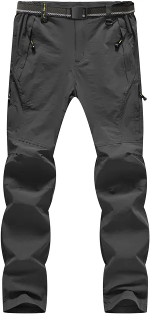 BGOWATU Men's Hiking Pants Quick Dry Lightweight Water Resistant Outdoor Sports Pants with Zipper Cargo Pockets
