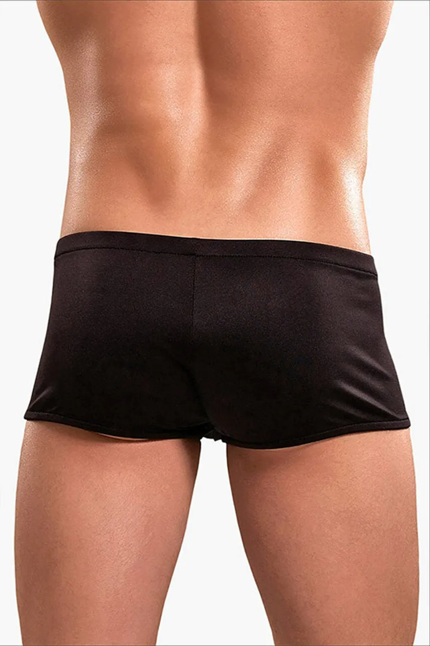Black Nylon Spandex Zipper Short