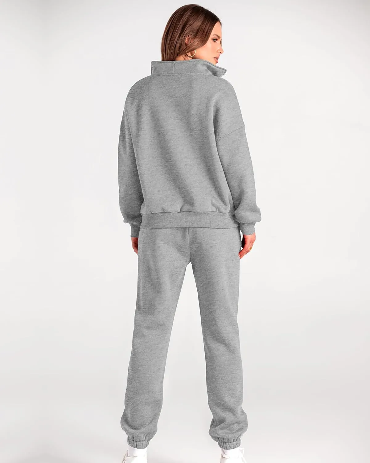 BTFBM Women 2 Piece Tracksuits Fall Winter 1/4 Zip Sweatshirt Jogger Pants Matching Lounge Sets Thick Sweatsuits Pockets