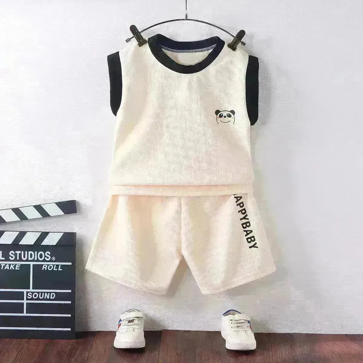 Children's Vest Suit Western Style Sleeveless Waffle two piece for boys casual wears for boys.