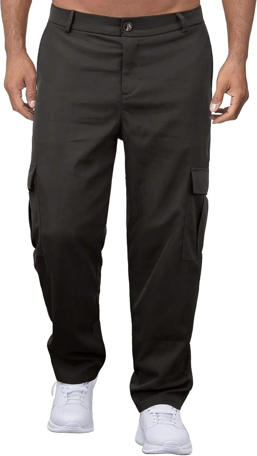 Comdecevis Mens Casual Cargo Joggers Pants Baggy Sweatpants with Large Flap Pockets Hiking Sports Trousers