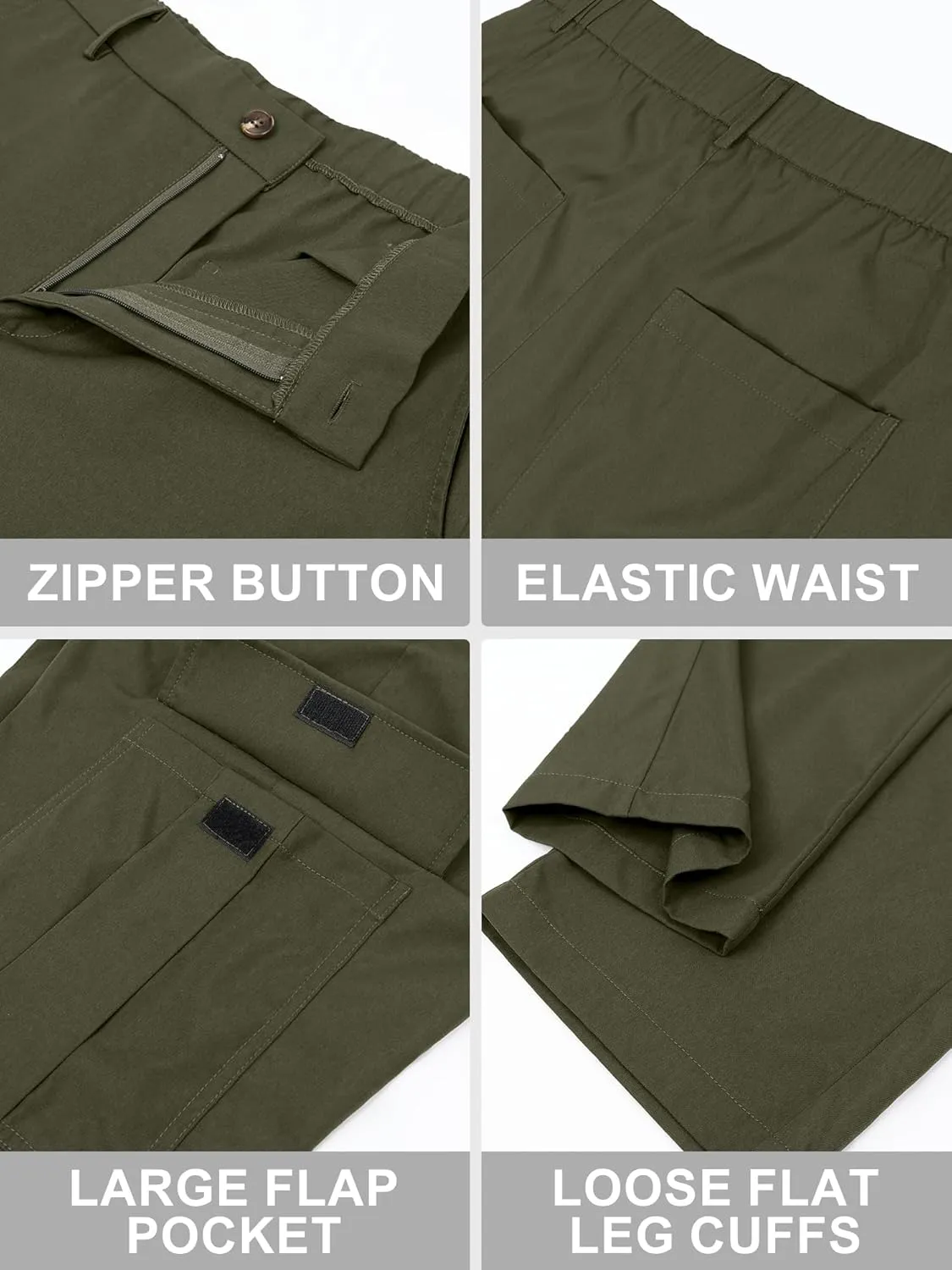 Comdecevis Mens Casual Cargo Joggers Pants Baggy Sweatpants with Large Flap Pockets Hiking Sports Trousers