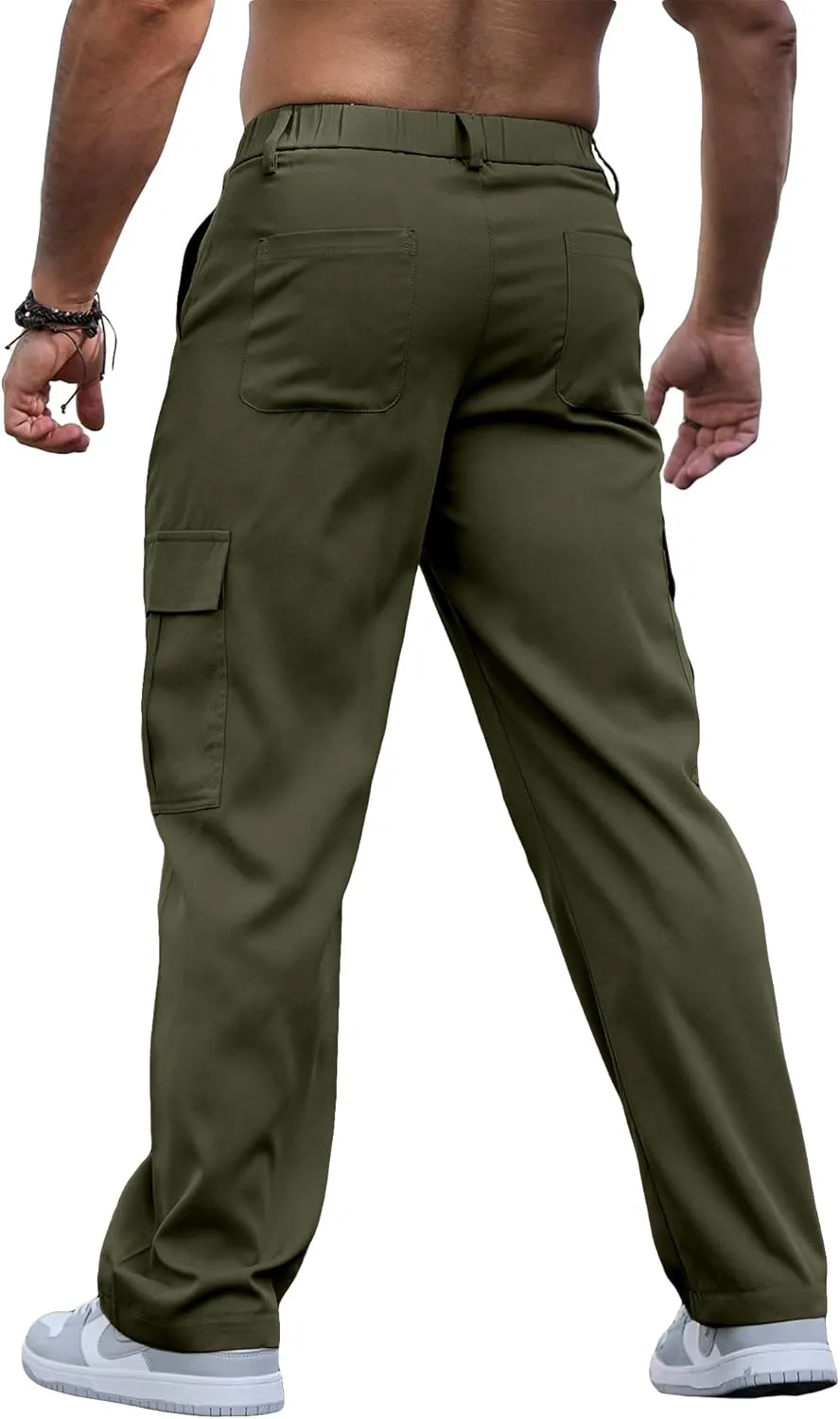 Comdecevis Mens Casual Cargo Joggers Pants Baggy Sweatpants with Large Flap Pockets Hiking Sports Trousers