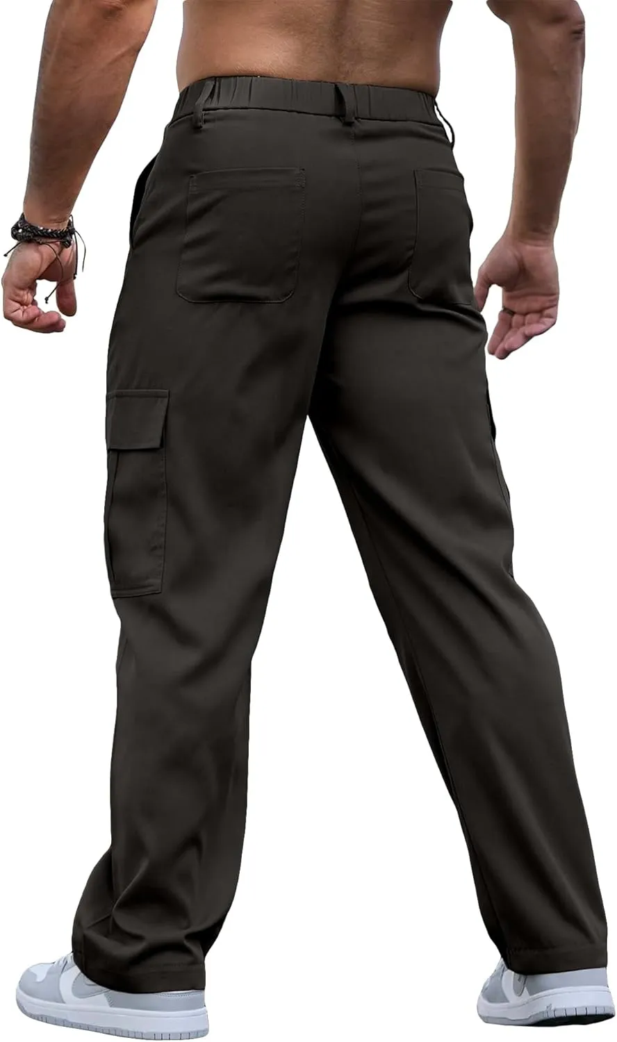 Comdecevis Mens Casual Cargo Joggers Pants Baggy Sweatpants with Large Flap Pockets Hiking Sports Trousers
