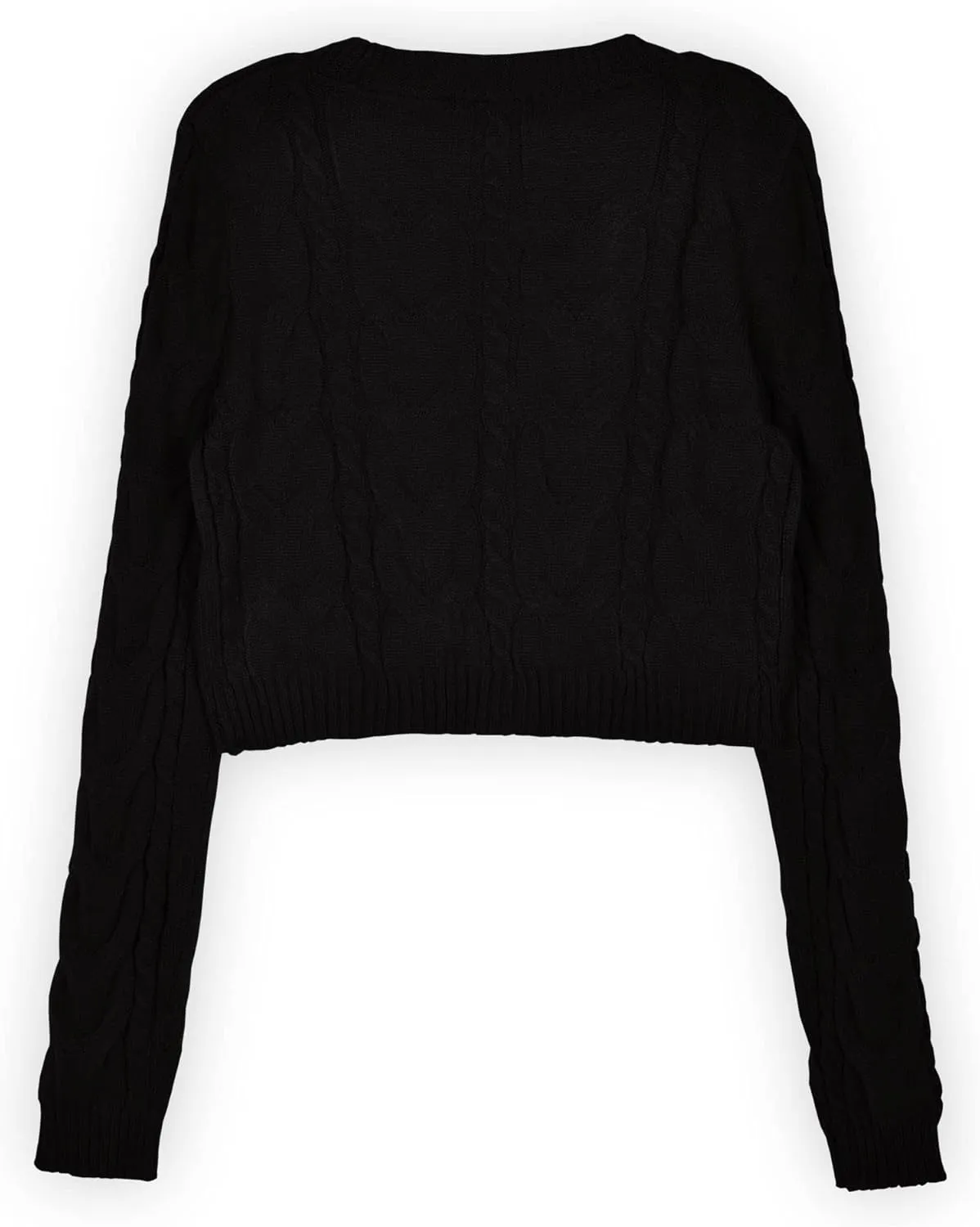 DAY VILLAGE Women's Casual Button Down Classic Retro Style Cable Pattern Cropped Sweater Knit Cardigan