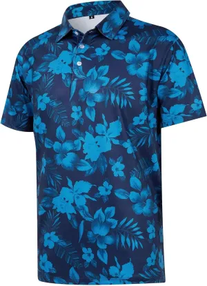ELETOP Men's Golf Polo Shirts Short Sleeve Moisture Wicking Hawaiian Tropical Polos Performance Golf Shirts for Men Dry Fit