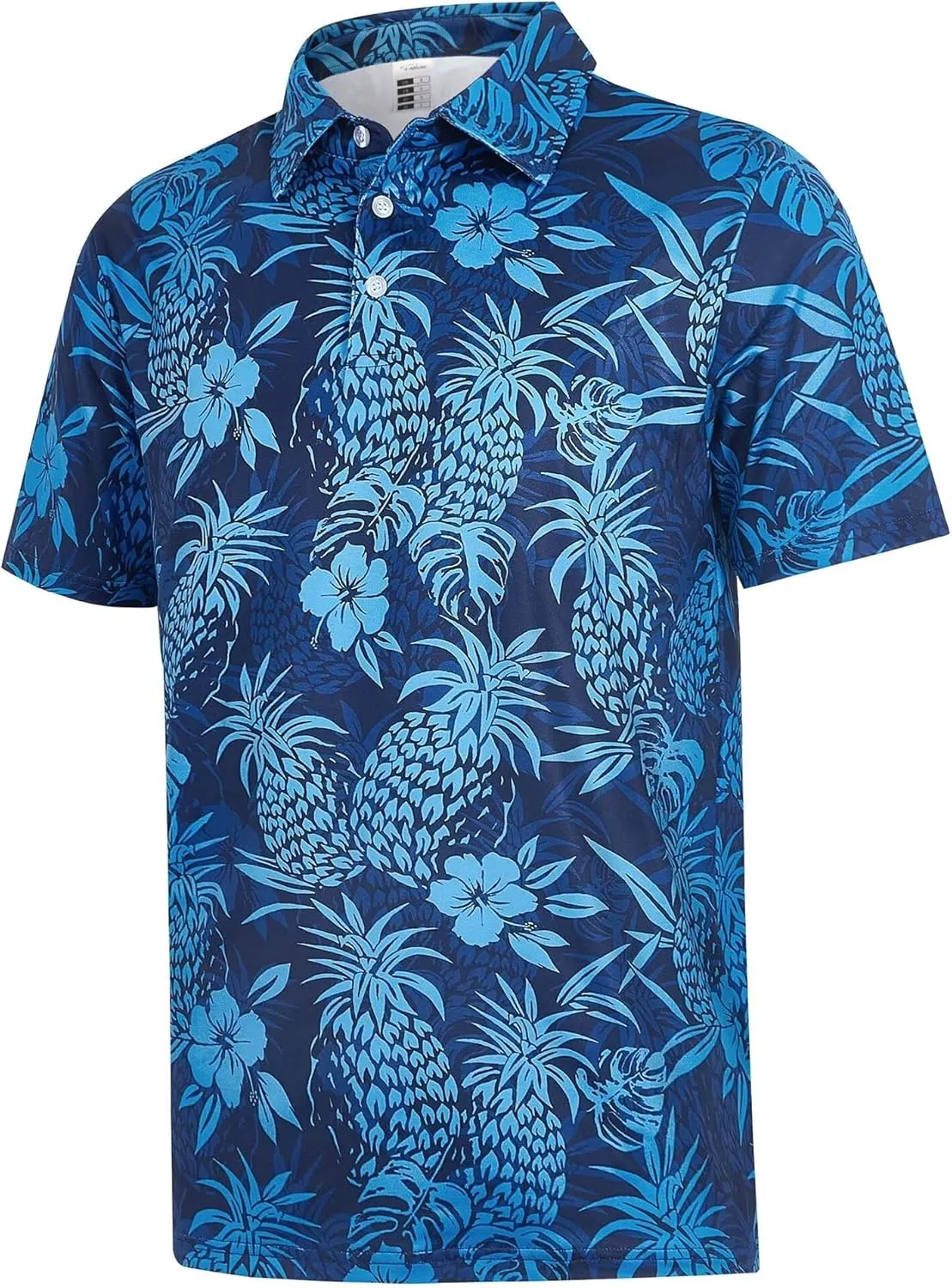 ELETOP Men's Golf Polo Shirts Short Sleeve Moisture Wicking Hawaiian Tropical Polos Performance Golf Shirts for Men Dry Fit