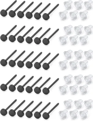 Jenxnjsjo Clear/Black/Multicolor Plastic Ball/Flat Stud Earrings Hole Saver Piercing Retainers Medical Grade for Women Men Sensitive Ears Sports Surgery Work