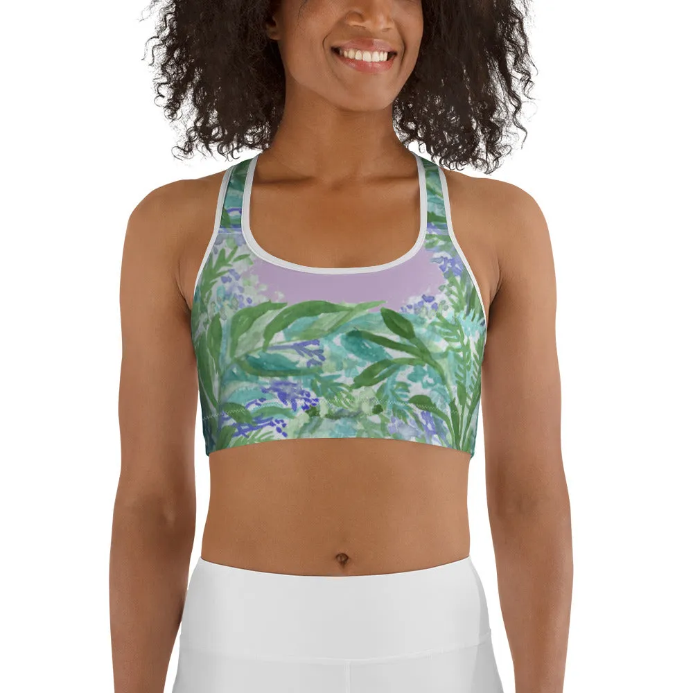Lavender Sports Bra, Pink Violet French Lavender Women's Fitness Bra-Made in USA (US Size: XS-2XL)