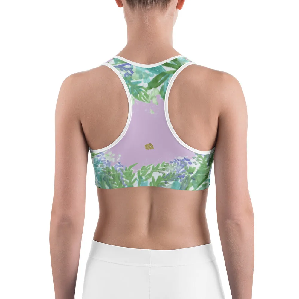 Lavender Sports Bra, Pink Violet French Lavender Women's Fitness Bra-Made in USA (US Size: XS-2XL)