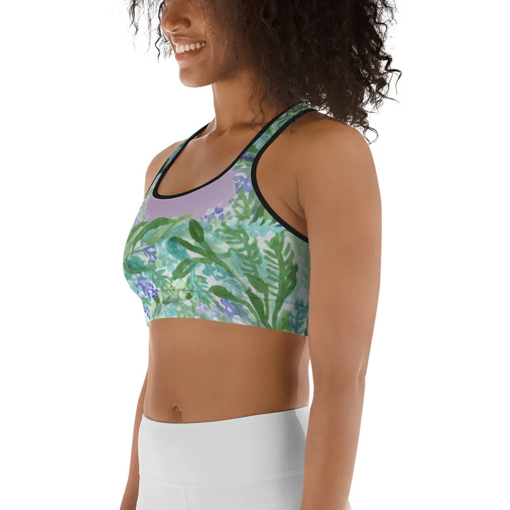 Lavender Sports Bra, Pink Violet French Lavender Women's Fitness Bra-Made in USA (US Size: XS-2XL)