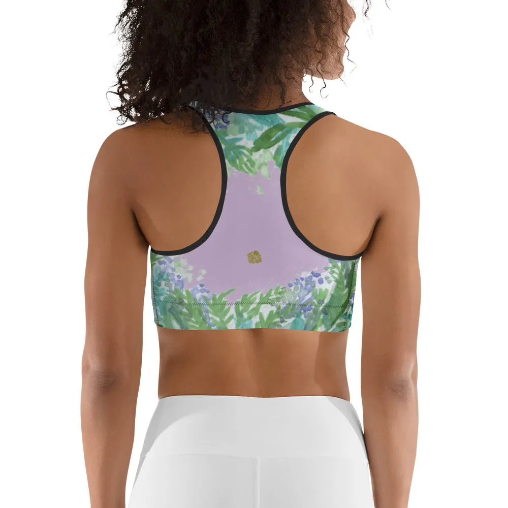Lavender Sports Bra, Pink Violet French Lavender Women's Fitness Bra-Made in USA (US Size: XS-2XL)