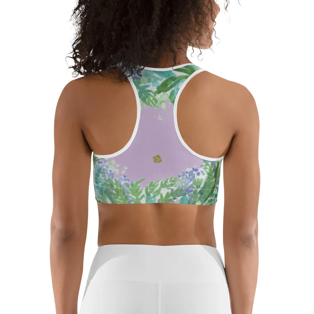 Lavender Sports Bra, Pink Violet French Lavender Women's Fitness Bra-Made in USA (US Size: XS-2XL)
