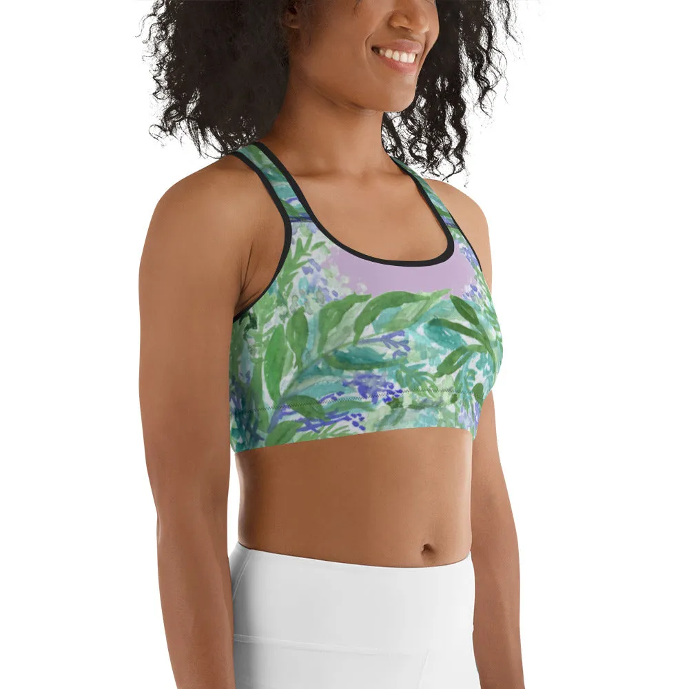 Lavender Sports Bra, Pink Violet French Lavender Women's Fitness Bra-Made in USA (US Size: XS-2XL)