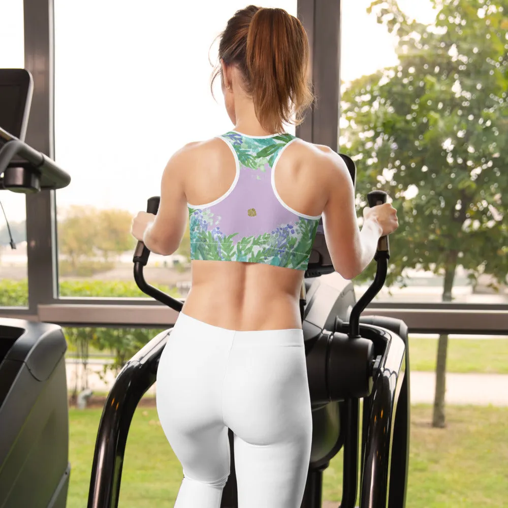 Lavender Sports Bra, Pink Violet French Lavender Women's Fitness Bra-Made in USA (US Size: XS-2XL)