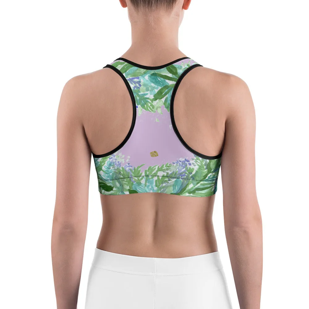 Lavender Sports Bra, Pink Violet French Lavender Women's Fitness Bra-Made in USA (US Size: XS-2XL)