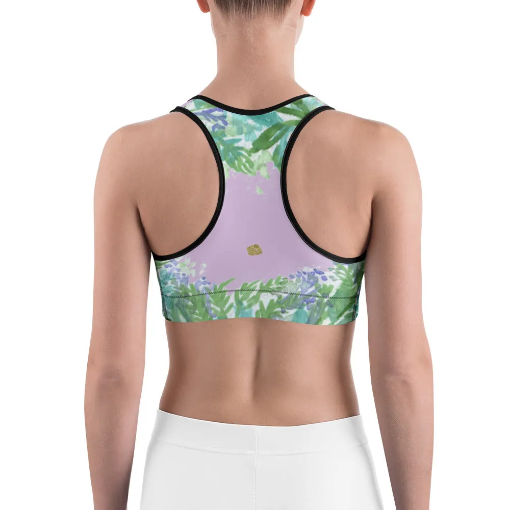 Lavender Sports Bra, Pink Violet French Lavender Women's Fitness Bra-Made in USA (US Size: XS-2XL)