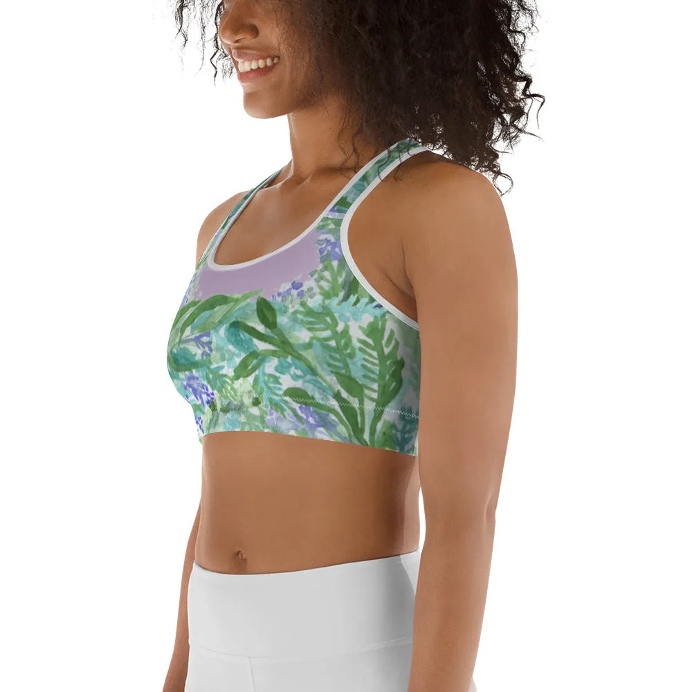 Lavender Sports Bra, Pink Violet French Lavender Women's Fitness Bra-Made in USA (US Size: XS-2XL)