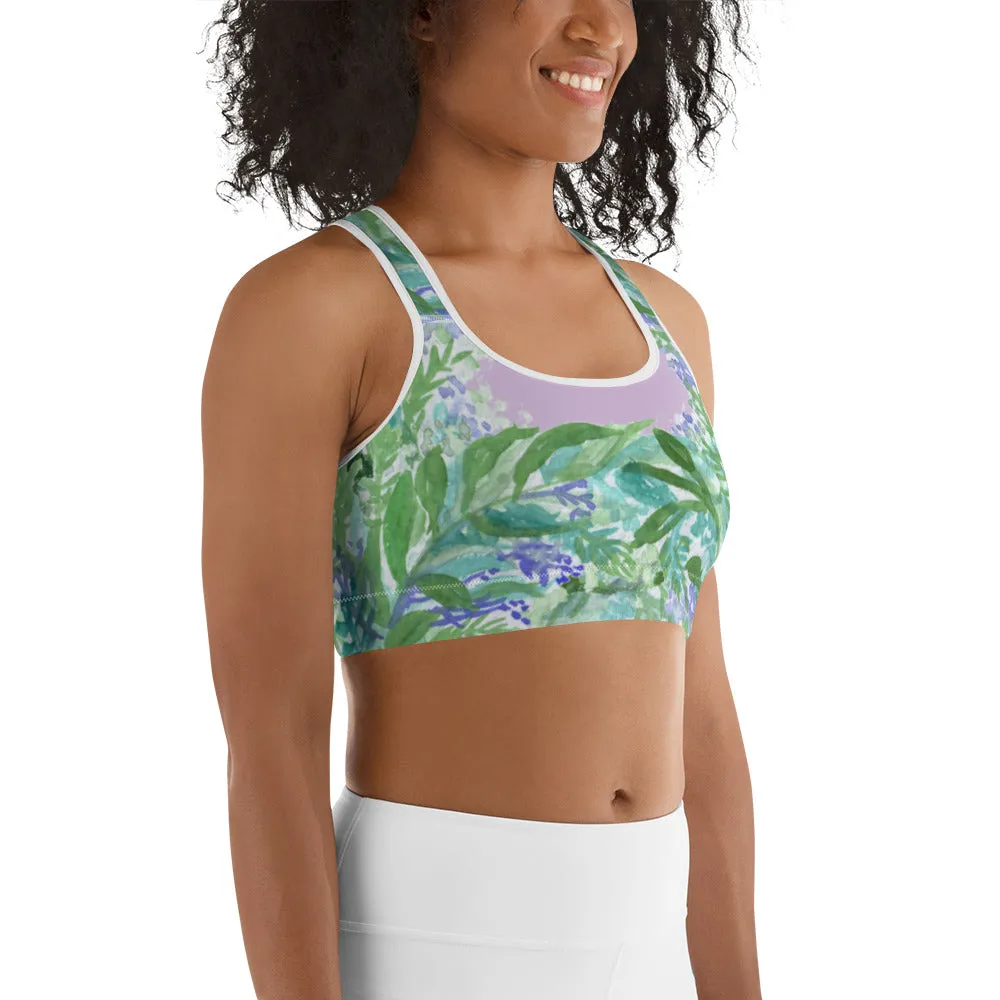 Lavender Sports Bra, Pink Violet French Lavender Women's Fitness Bra-Made in USA (US Size: XS-2XL)