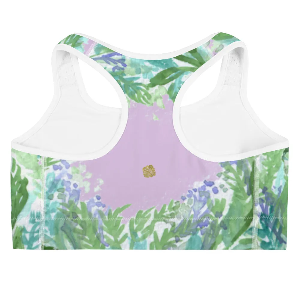 Lavender Sports Bra, Pink Violet French Lavender Women's Fitness Bra-Made in USA (US Size: XS-2XL)