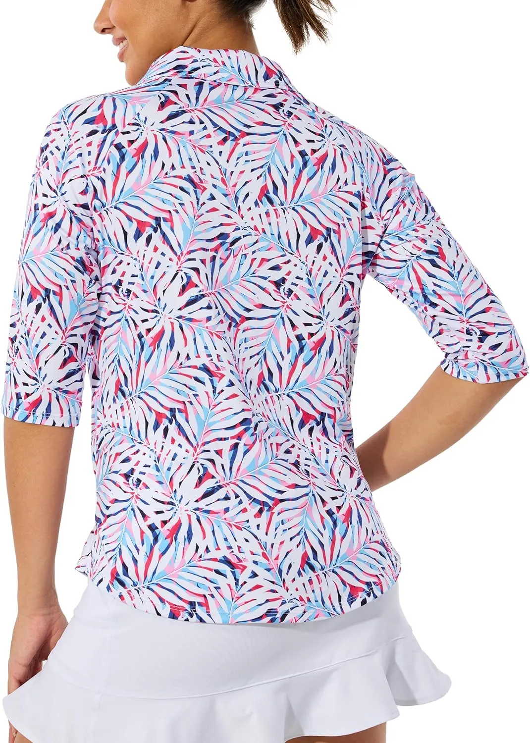 M MOTEEPI 3/4 Length Sleeve Womens Golf Polo Shirt Ladies Workout Tops Polo Shirts for Women Golf Pullover