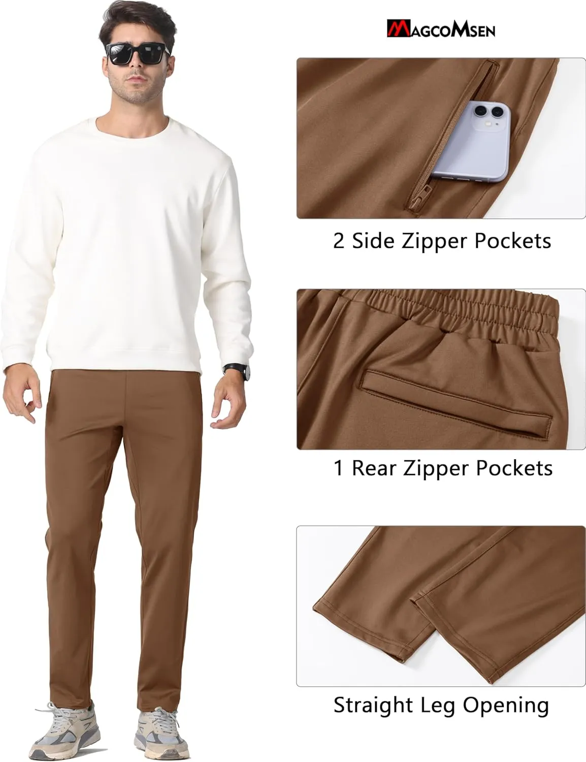 MAGCOMSEN Men's Winter Fleece Lined Sweatpants Running Warm Athletic Pants Sports Water Resistant Pants
