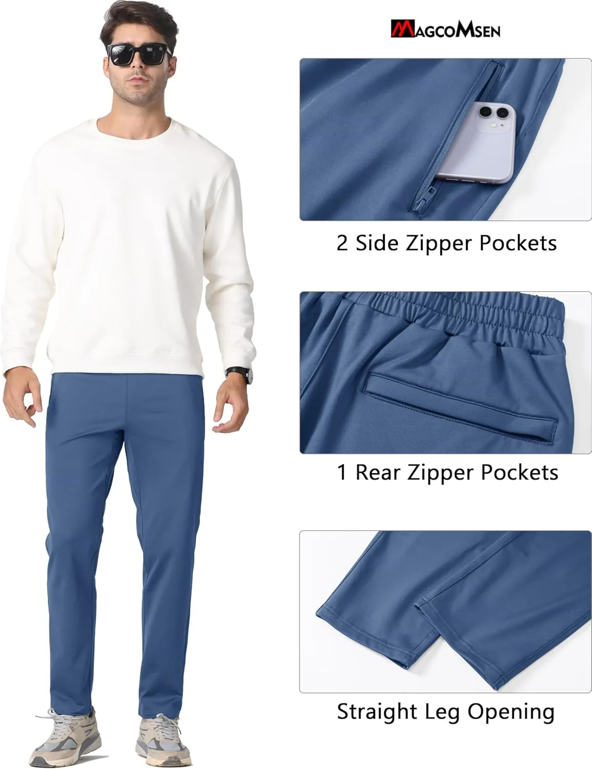 MAGCOMSEN Men's Winter Fleece Lined Sweatpants Running Warm Athletic Pants Sports Water Resistant Pants