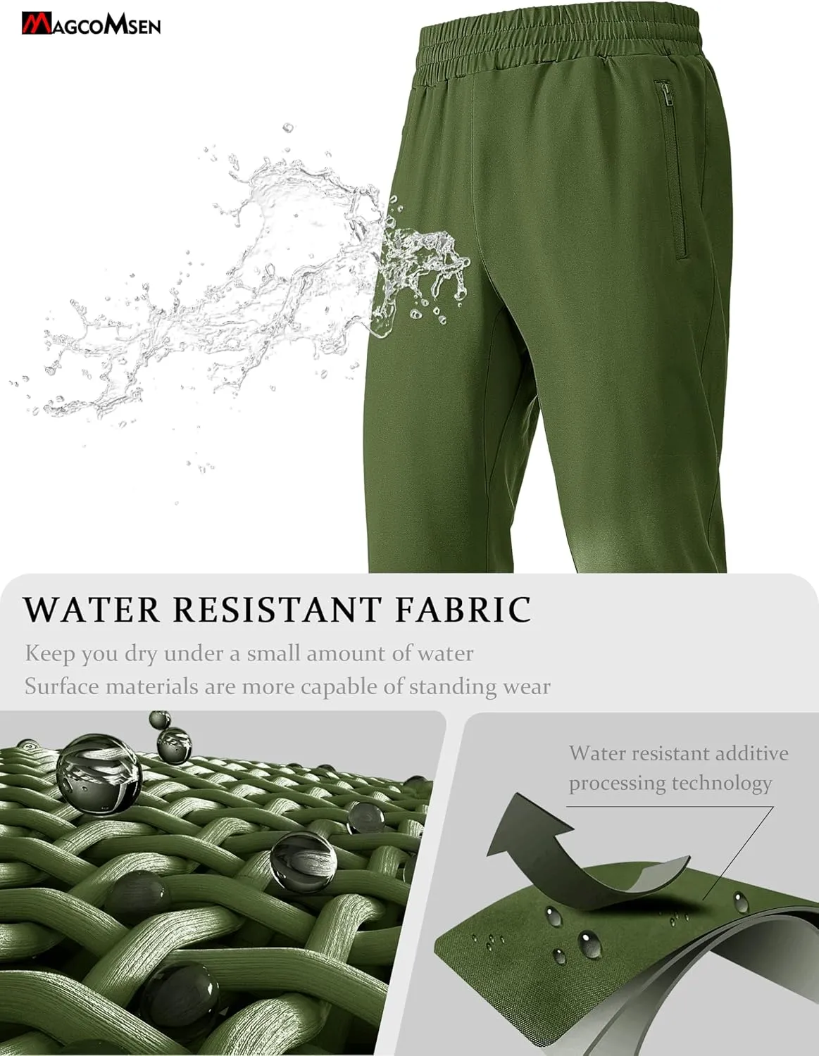 MAGCOMSEN Men's Winter Fleece Lined Sweatpants Running Warm Athletic Pants Sports Water Resistant Pants