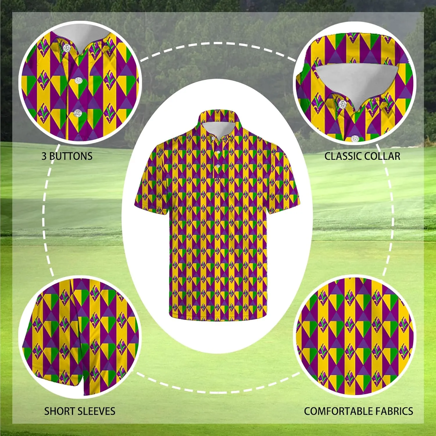 Men's Golf Polo Shirts Short Sleeve Performance Moisture Wicking Dry Fit Golf Shirts for Men