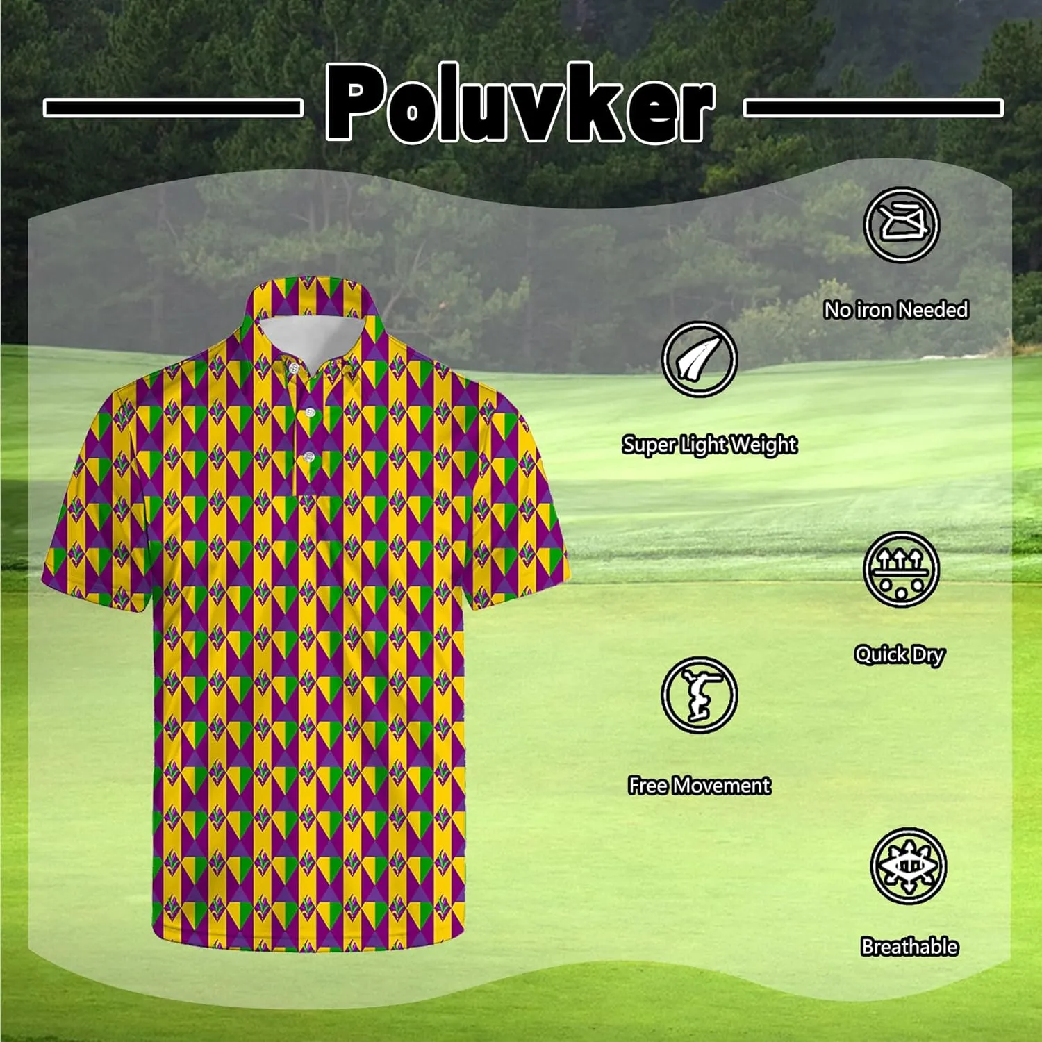 Men's Golf Polo Shirts Short Sleeve Performance Moisture Wicking Dry Fit Golf Shirts for Men