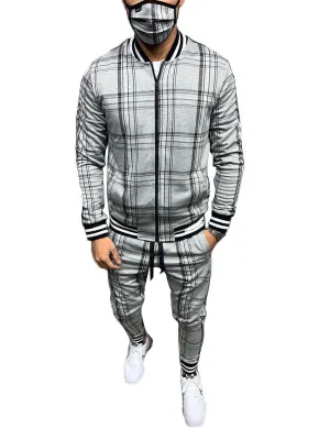 Men's Plaid Casual Tracksuit Two-Piece Outfit