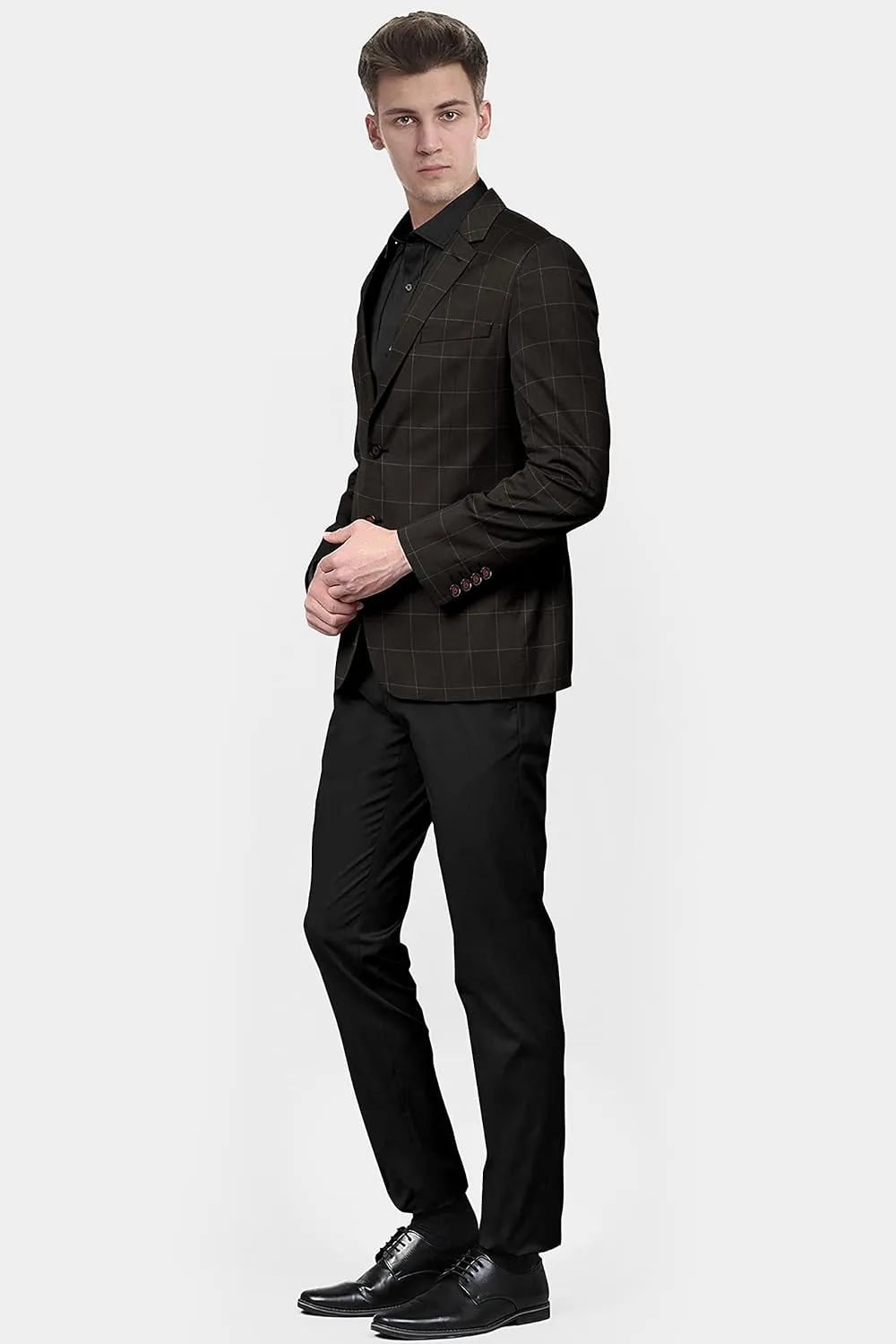 Men's Plaid Checked Blazer 2 Button Jacket Regular Long Sleeve Daily Fit Suit Business Lightweight Casual Sport Coat