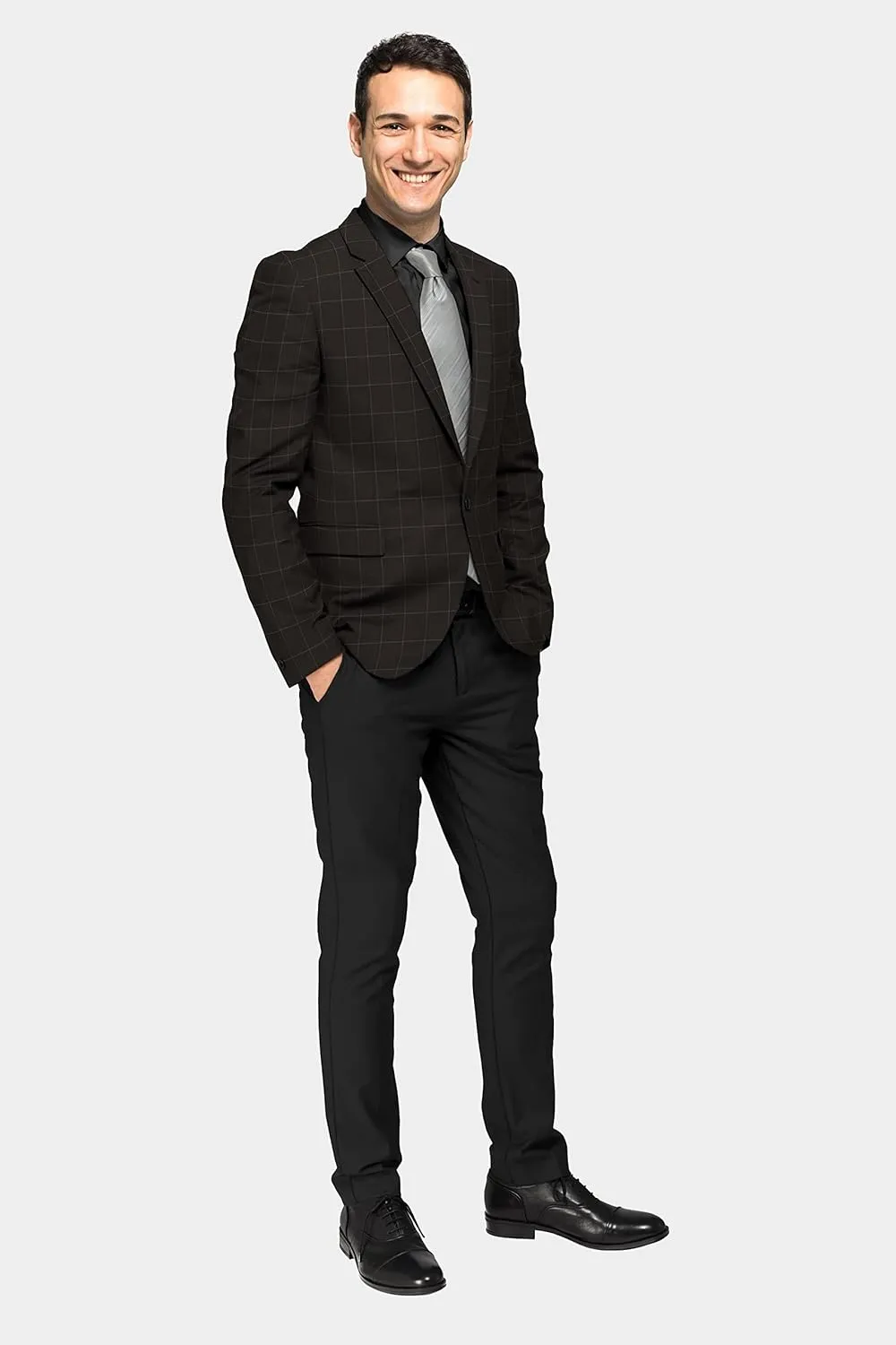 Men's Plaid Checked Blazer 2 Button Jacket Regular Long Sleeve Daily Fit Suit Business Lightweight Casual Sport Coat