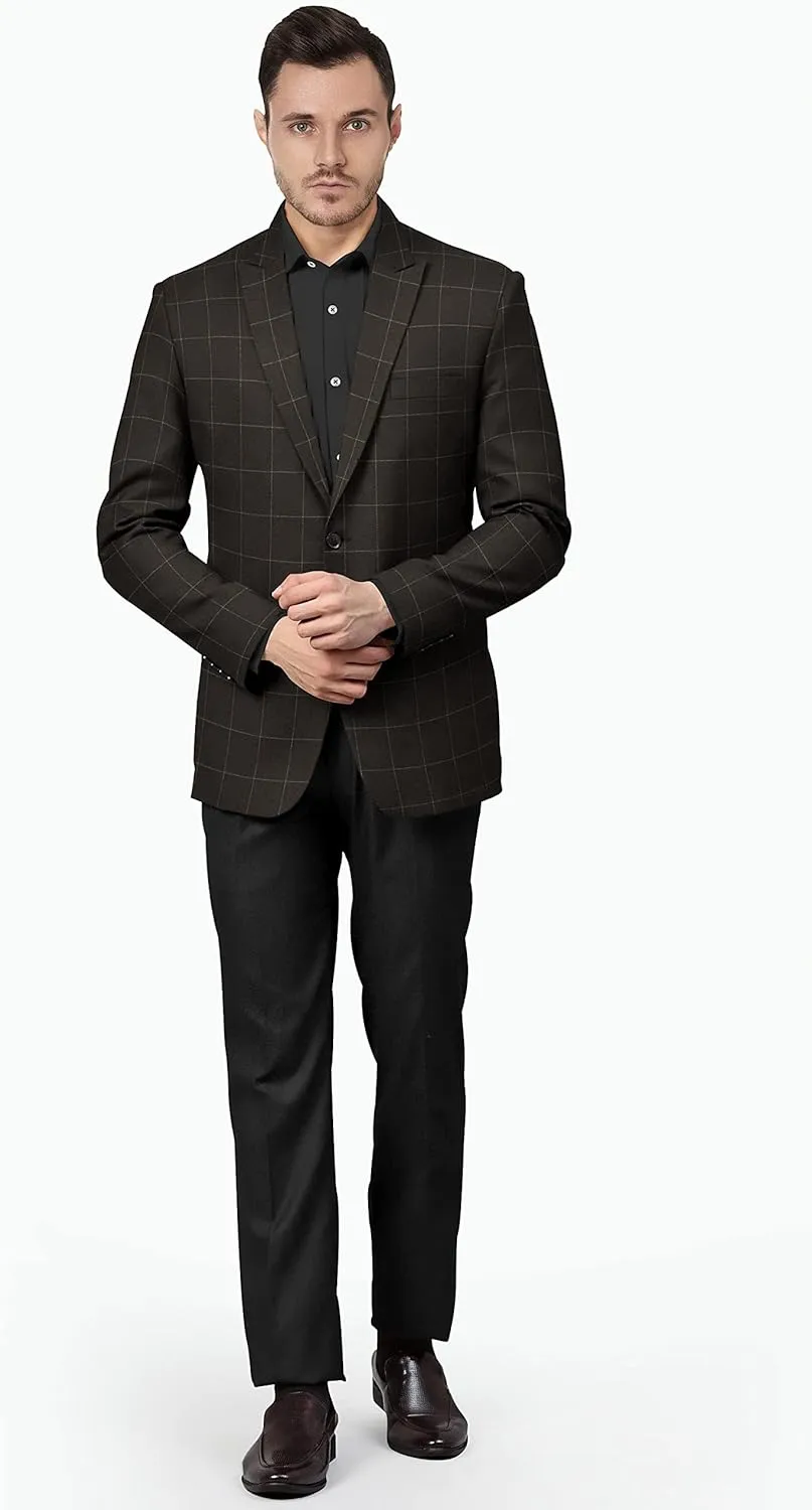 Men's Plaid Checked Blazer 2 Button Jacket Regular Long Sleeve Daily Fit Suit Business Lightweight Casual Sport Coat