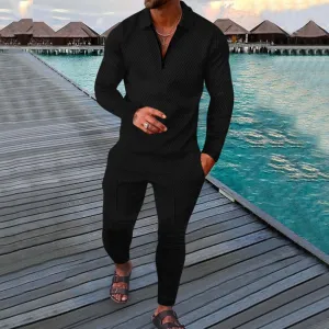 Midnight Black Long Sleeve Polo Suit