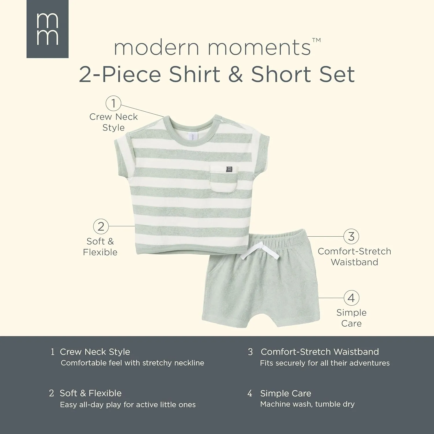 Modern Moments by Gerber Baby Boys' 2-Piece Knit Terry Shirt and Short