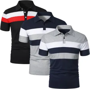 Oymyakon Men's Short Sleeve Polo Shirts Color Block Golf Shirts Summer Fashion Casual Lapel T Shirt