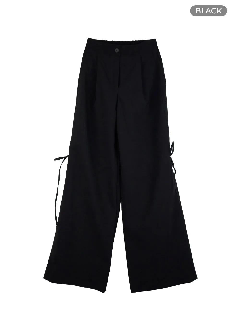 Ribbon Tie Wide Fit Polyester Pants IO409