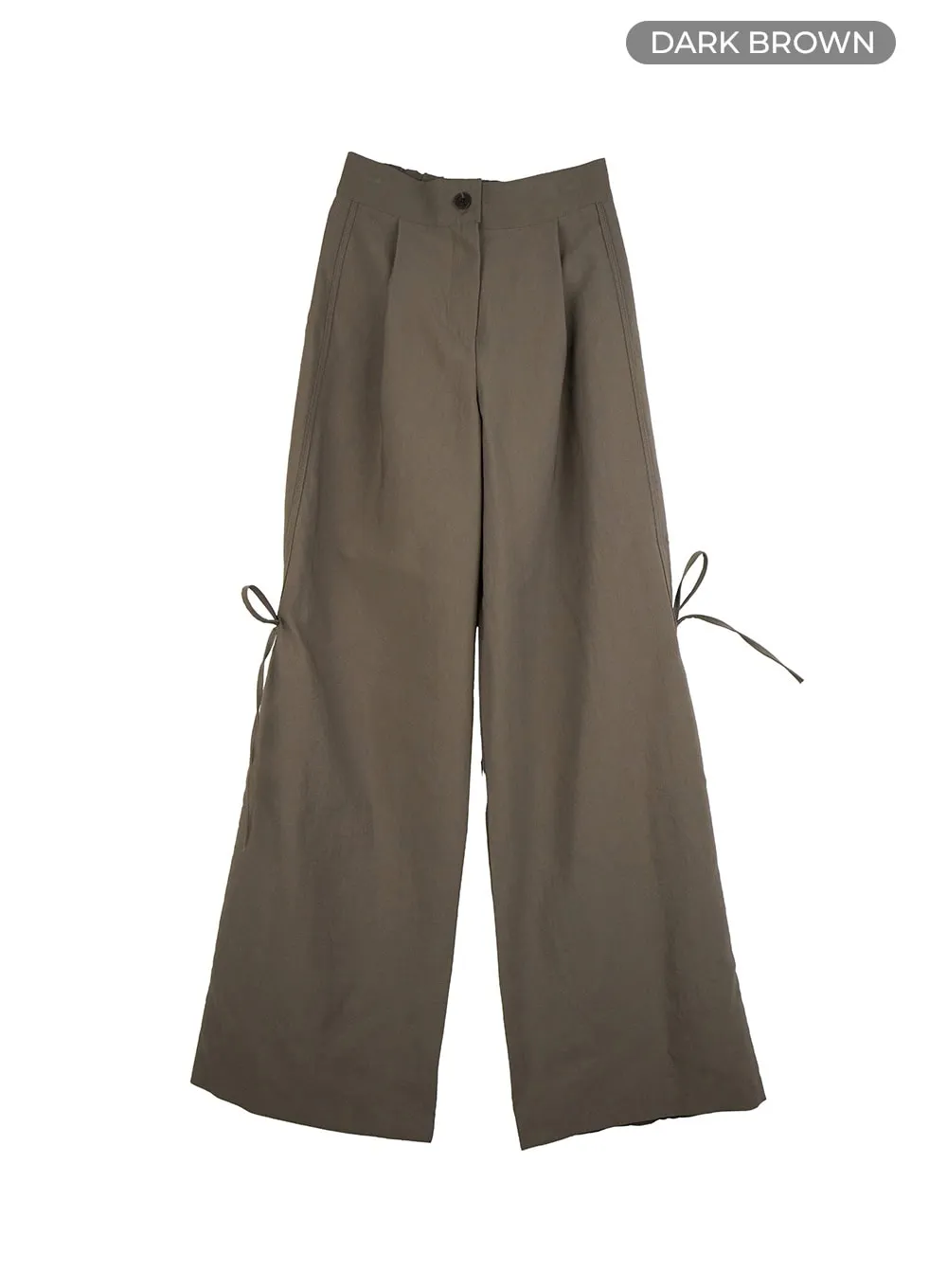 Ribbon Tie Wide Fit Polyester Pants IO409