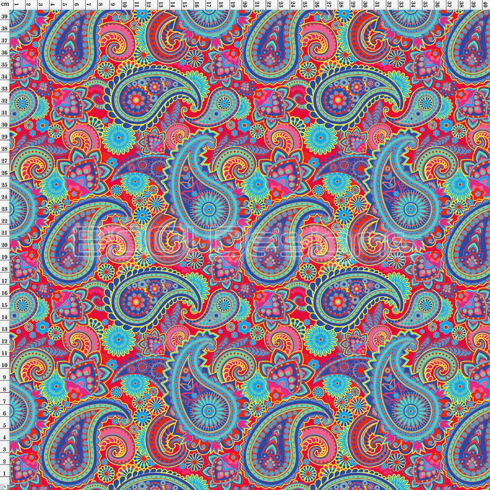 Spandex Paisley Festival Red
