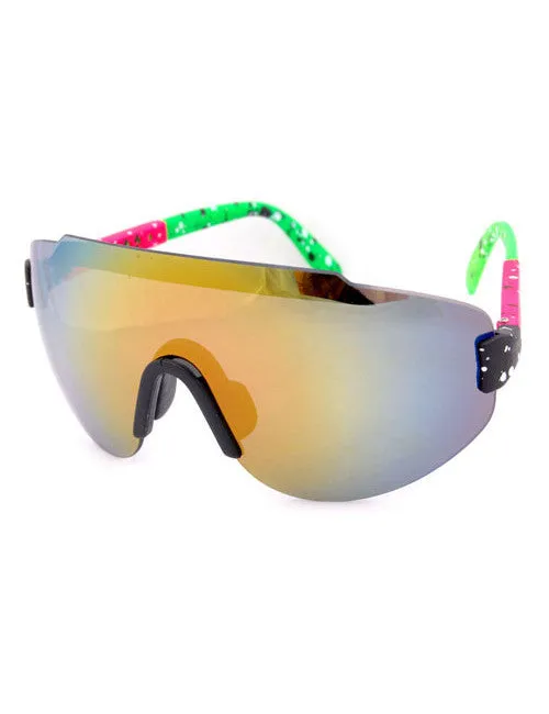 STEEZ Pink/Green Sports Sunglasses