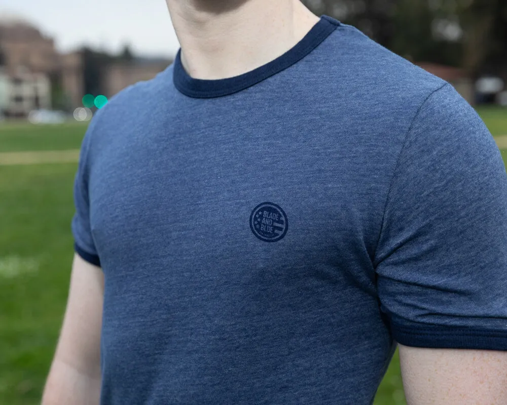 Stone Blue Tri-Blend Varsity Ringer T-Shirt