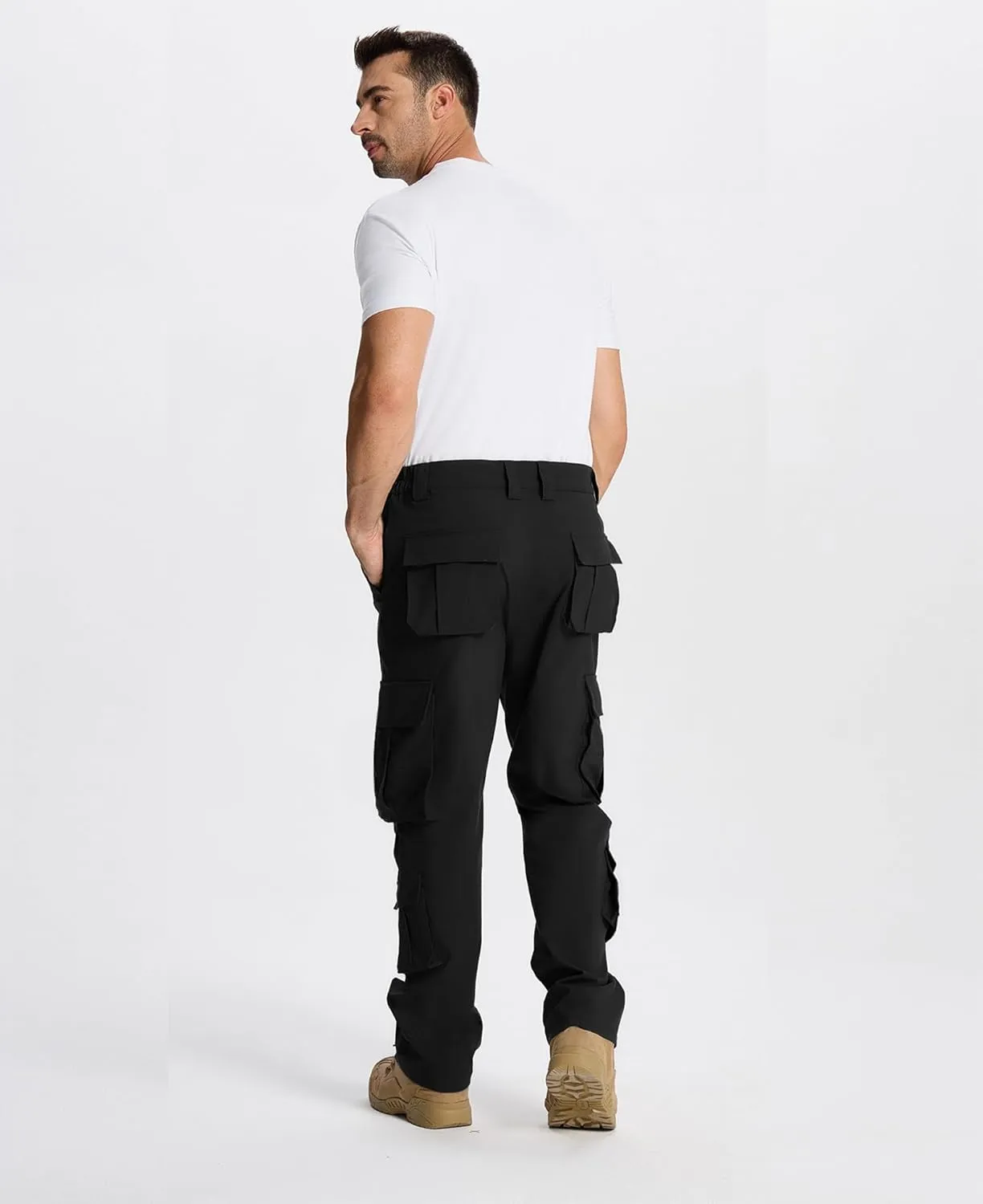 Susclude Cargo Pants for Men - Heavy Duty Stretch Tactical Pants Durability Ripstop Hiking Pants with 8 Pockets