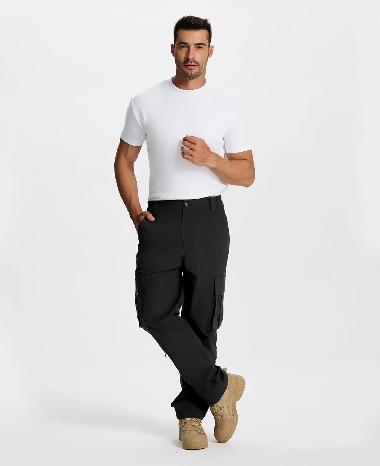Susclude Cargo Pants for Men - Heavy Duty Stretch Tactical Pants Durability Ripstop Hiking Pants with 8 Pockets
