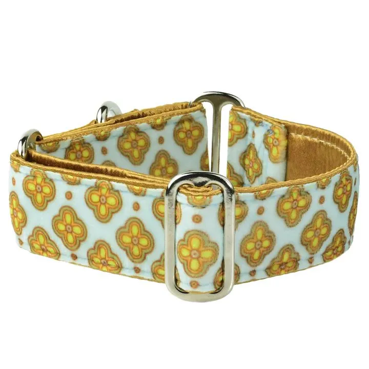 Swiss Velvet Dog Collar Light Blue Tile